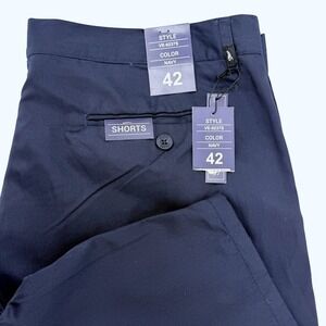 Velero Chino Shorts Mens 42 Navy New Cotton Blend‎ Flat Front Golf